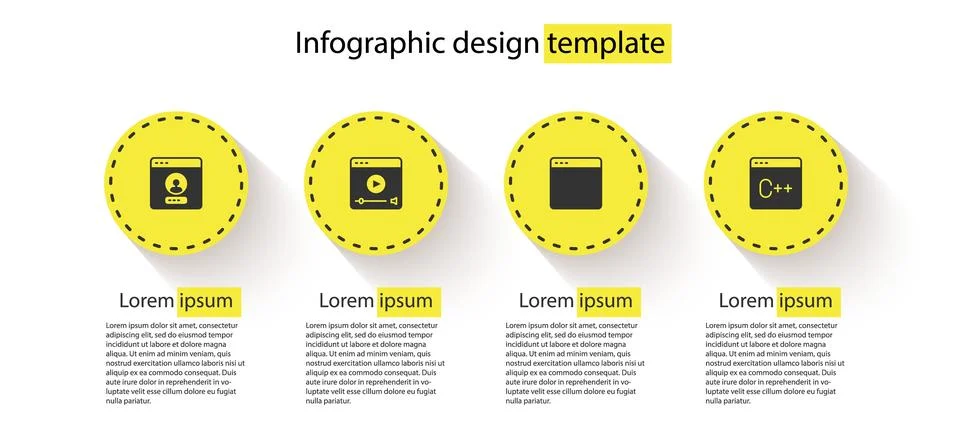 Set Create account screen, Online play video, Browser window and Software. .. Illustrazione stock