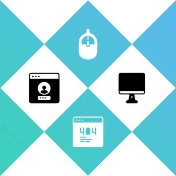 Set Create account screen, Page with 404 error, Computer mouse and monitor ic Stock Illustration