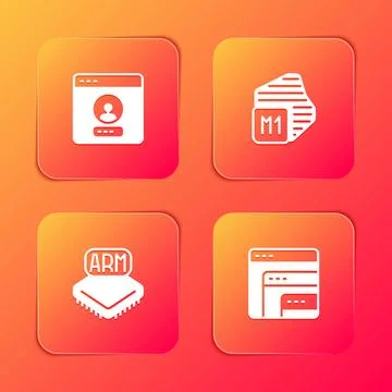 Set Create account screen, Processor,  and Software icon. Vector Stock Illustration