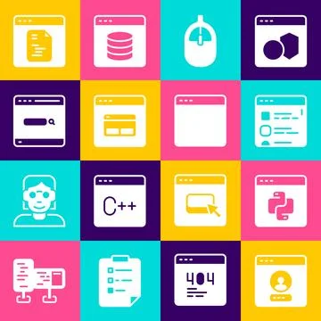 Set Create account screen, Python programming language, Browser files, Computer Stock Illustration