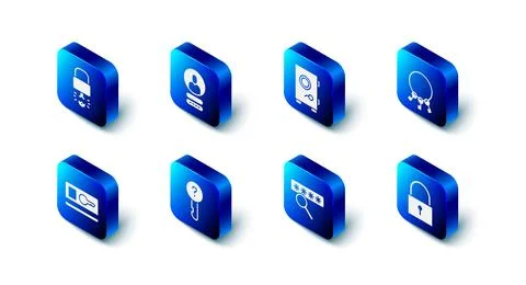Set Create account screen, Safe, Bunch of keys, Lock, Password protection, .. Stock Illustration