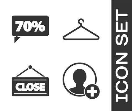 Set Create account screen, Seventy discount percent tag, Hanging sign with .. Stock Illustration