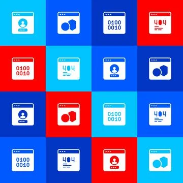 Set Create account screen, Software, Binary code and Page with 404 error icon Stock Illustration
