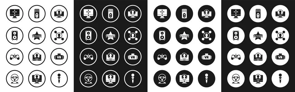 Set Create account screen, Star, Stereo speaker, Computer monitor, Share Stockillustratie