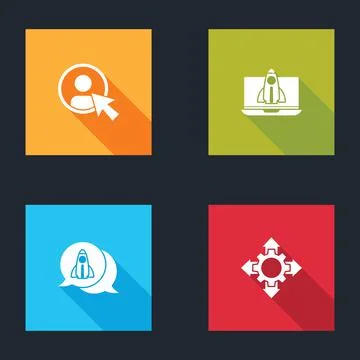 Set Create account screen, Startup project concept, and Project team base icon Illustrazione stock