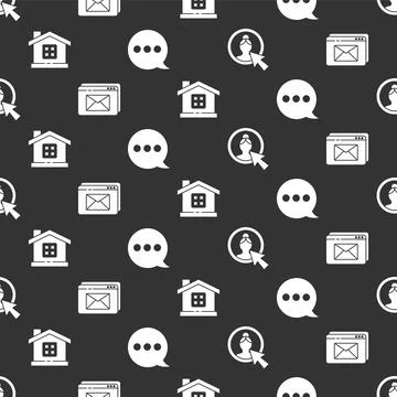 Set Create account screen, Website and envelope, House and Speech bubble chat on Illustrazione stock