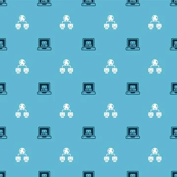 Set Creating robot and Artificial intelligence on seamless pattern. Vector Stock Illustration