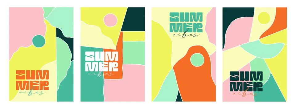 Set of creative abstract artistic summer backgrounds set. Suitable for poster Stock Illustration