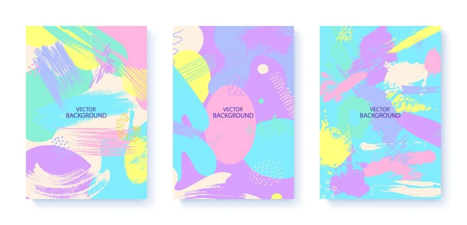 Set of creative abstract cards. Projects for print, wedding, anniversary, bir Stock Illustration