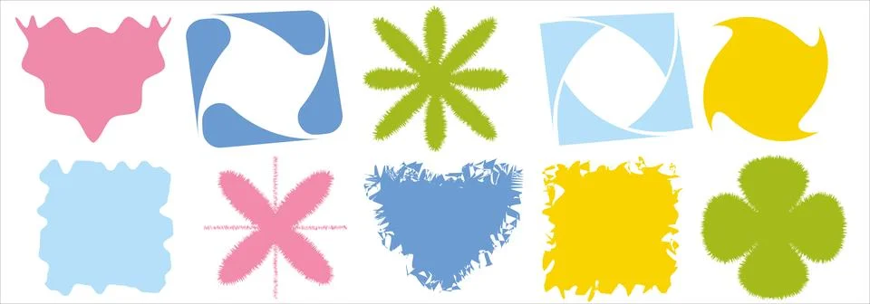 Set of creative abstract graphic elements with fuzzy textures and geometric.. Stock Illustration