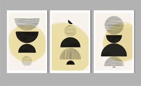 Set of creative abstract modern trendy wall Stock Illustration