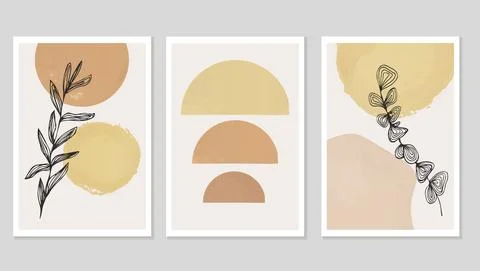 Set of creative abstract modern trendy wall art Stock Illustration