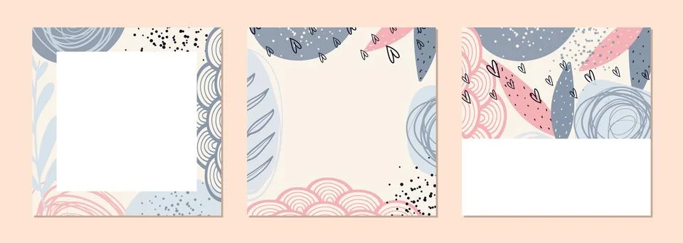 Set of creative abstract square art template, for social media post Illustrazione stock