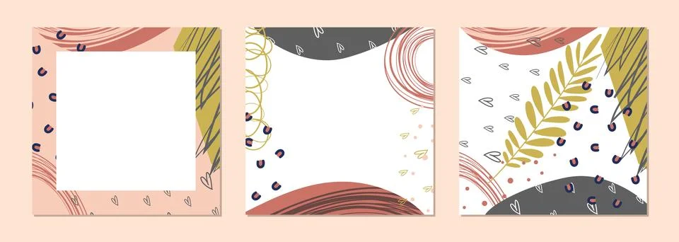Set of creative abstract square art template, for social media post Stock Illustration