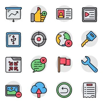 Set of Creative and Editable Flat Icons Stock Illustration