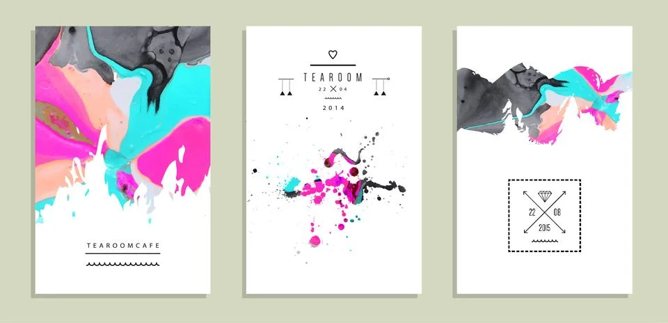 Set of creative artistic invitations with handmade texture. Wedding, marriage Stock Illustration