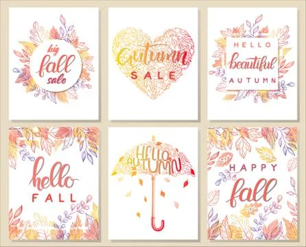 Set of creative autumn card Stock Illustration