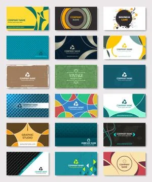 Set of creative business card bundle. Vector design. Stock Illustration