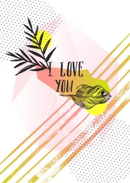 Set of creative cards and posters with geometric outline shapes and crystals Stock Illustration