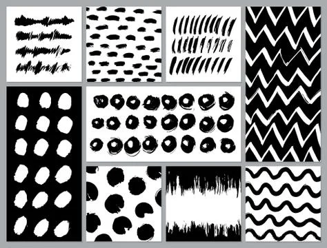 Set of creative cards with blots and scribbles Stock Illustration