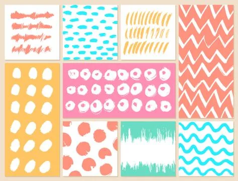 Set of creative cards with blots and scribbles Illustrazione stock