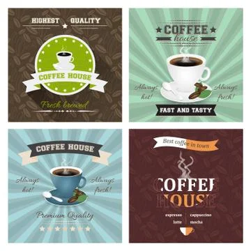 Set of creative coffee house poster vector illustrations. Stock Illustration