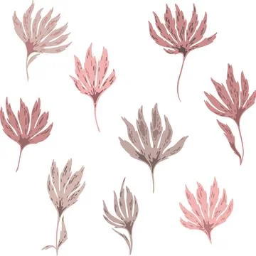 Set of creative flowers boho style Stock Illustration