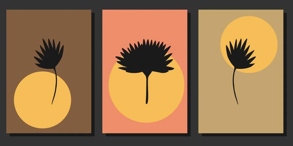 Set of creative illustrations with botanical elements and shapes Illustrazione stock