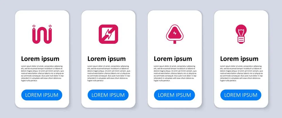 Set Creative lamp light idea, High voltage, No lightning and Electric cable 스톡 일러스트