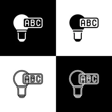 Set Creative lamp light idea icon isolated on black and white background. C.. Stock Illustration