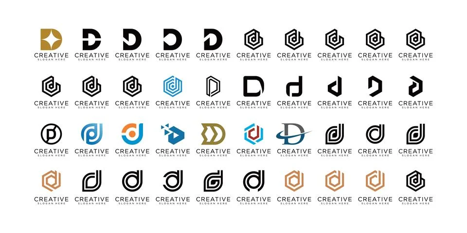Set of creative letter D logo design template Stock Illustration