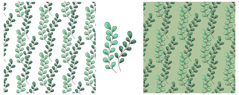 Set Creative marine seamless pattern. Pattern in hand draw style, created f.. Illustrazione stock