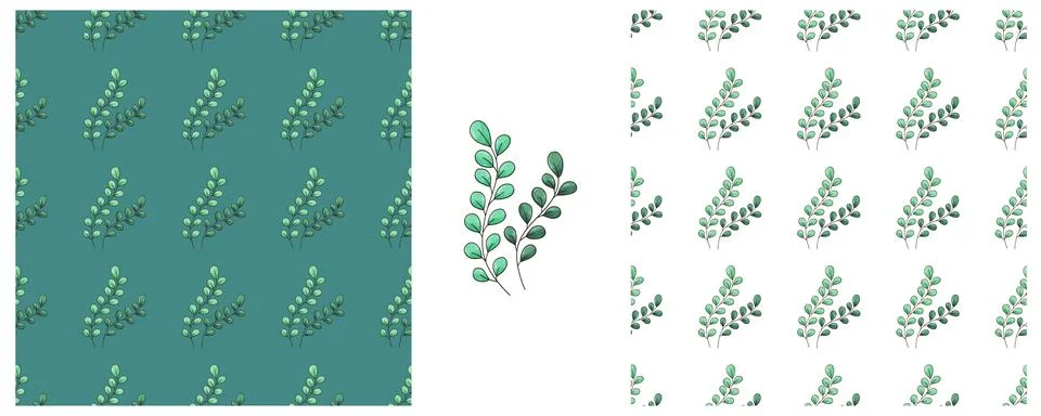 Set Creative marine seamless pattern. Pattern in hand draw style, created f.. Illustrazione stock