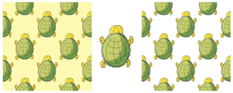 Set Creative marine seamless pattern. Pattern in hand draw style, created f.. Stock Illustration