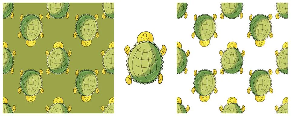 Set Creative marine seamless pattern. Pattern in hand draw style, created f.. イラスト素材