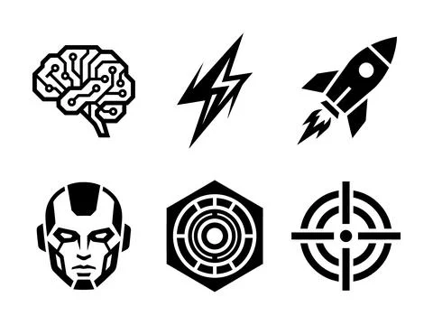 Set of Creative Mindfulness and Peace Icons Stock Illustration