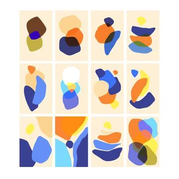 Set of creative minimalist hand painted illustrations for postcard or brochur Stock Illustration