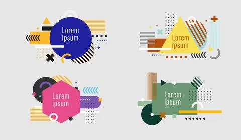 Set of creative modern geometric elements isolated on white background 스톡 일러스트