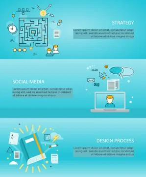 Set of Creative Process and Share Vector Banners Stock Illustration