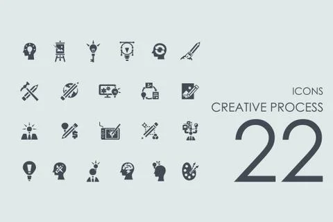 Set of creative process icons Stock Illustration