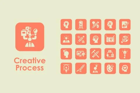 Set of creative process simple icons Stock Illustration