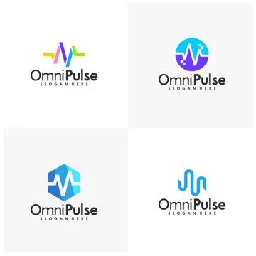 Set of Creative pulse logo vector template illustration. Heart rate pulse w.. Illustration