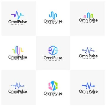 Set of Creative pulse logo vector template illustration. Heart rate pulse w.. Stock Illustration