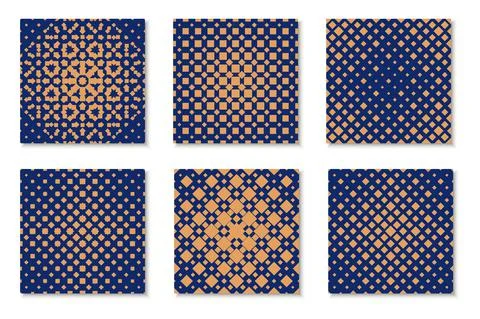 Set of creative seamless halftone patterns. Elegant geometric backgrounds Illustrazione stock