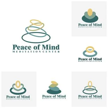 Set of Creative simple balancing stones logo template. Balance rock zen sto.. Stock Illustration