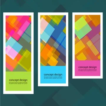 Set of creative stickers with colored squares Stock Illustration