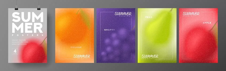 Set of creative summer gradient posters Stock Illustration