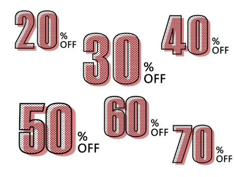 Set of creative typography percentage vector elements for sale, black friday Stock Illustration