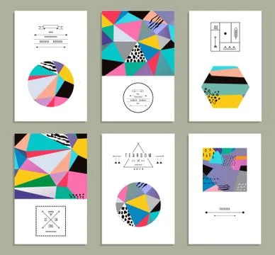 Set of  creative universal cards. Hand Drawn textures. Wedding, anniversary,  Stock Illustration