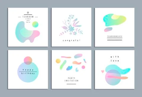 Set of creative universal cards. Wedding, anniversary, birthday, Valentine's  Stock Illustration